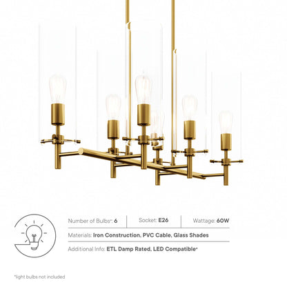 Modway Outlet Skylark 6-Light Chandelier by Modway  Lighting Lighting Clear Satin Brass - EEI-5651-CLR-SBR
