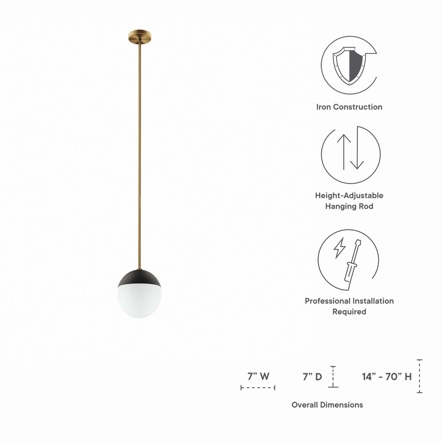 Modway Outlet Stellar 1-Light Pendant Light by Modway  Lighting Lighting Opal Satin Brass - EEI-5653-OPA-SBR