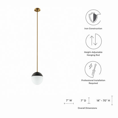 Modway Outlet Stellar 1-Light Pendant Light by Modway  Lighting Lighting Opal Satin Brass - EEI-5653-OPA-SBR