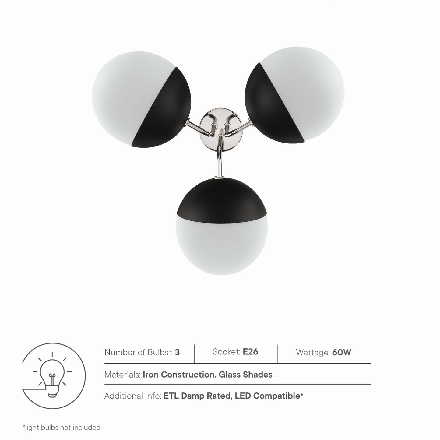 Modway Outlet Stellar 3-Light Semi-Flush Ceiling Light by Modway  Lighting Lighting Opal Polished Nickel - EEI-5656-OPA-PON