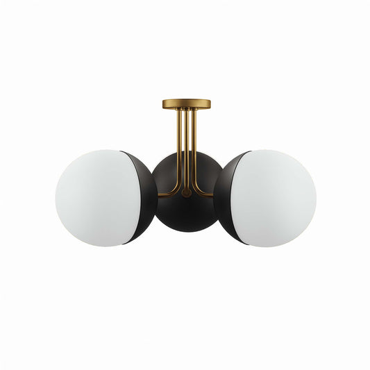 Modway Outlet Stellar 3-Light Semi-Flush Ceiling Light by Modway  Lighting Lighting Opal Satin Brass - EEI-5656-OPA-SBR