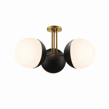 Modway Outlet Stellar 3-Light Semi-Flush Ceiling Light by Modway  Lighting Lighting Opal Satin Brass - EEI-5656-OPA-SBR