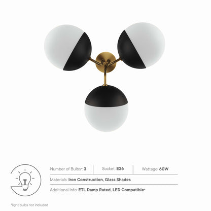 Modway Outlet Stellar 3-Light Semi-Flush Ceiling Light by Modway  Lighting Lighting Opal Satin Brass - EEI-5656-OPA-SBR