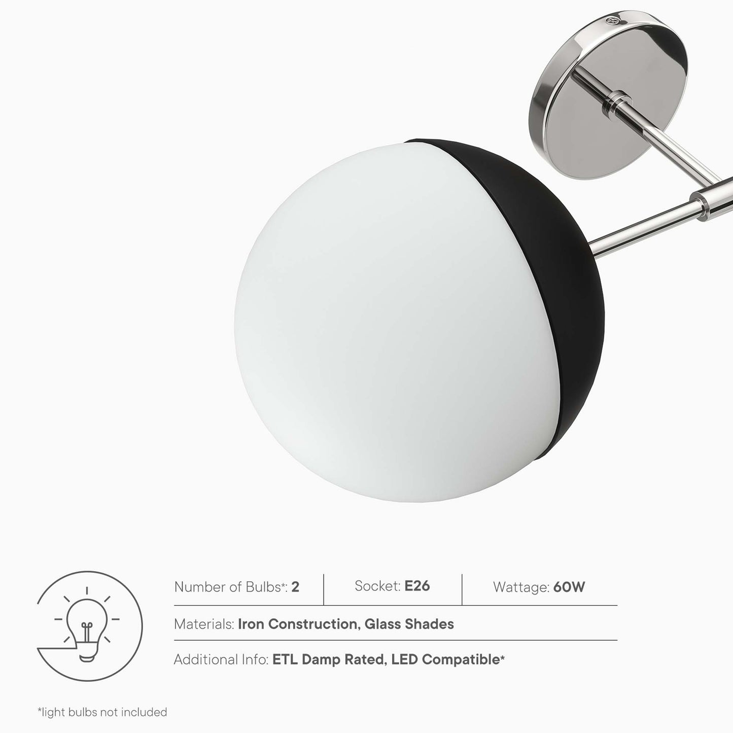 Modway Outlet Stellar 2-Light Wall Sconce by Modway  Lighting Lighting Opal Polished Nickel - EEI-5657-OPA-PON