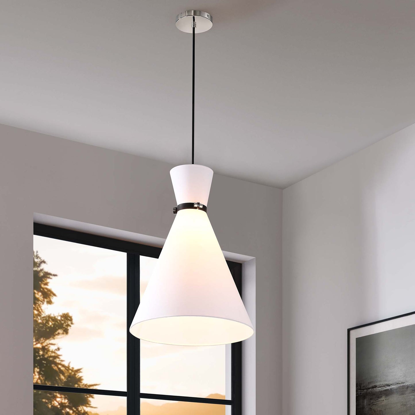 Modway Outlet Starlight 1-Light Pendant Light by Modway  Lighting Lighting White Polished Nickel - EEI-5659-WHI-PON