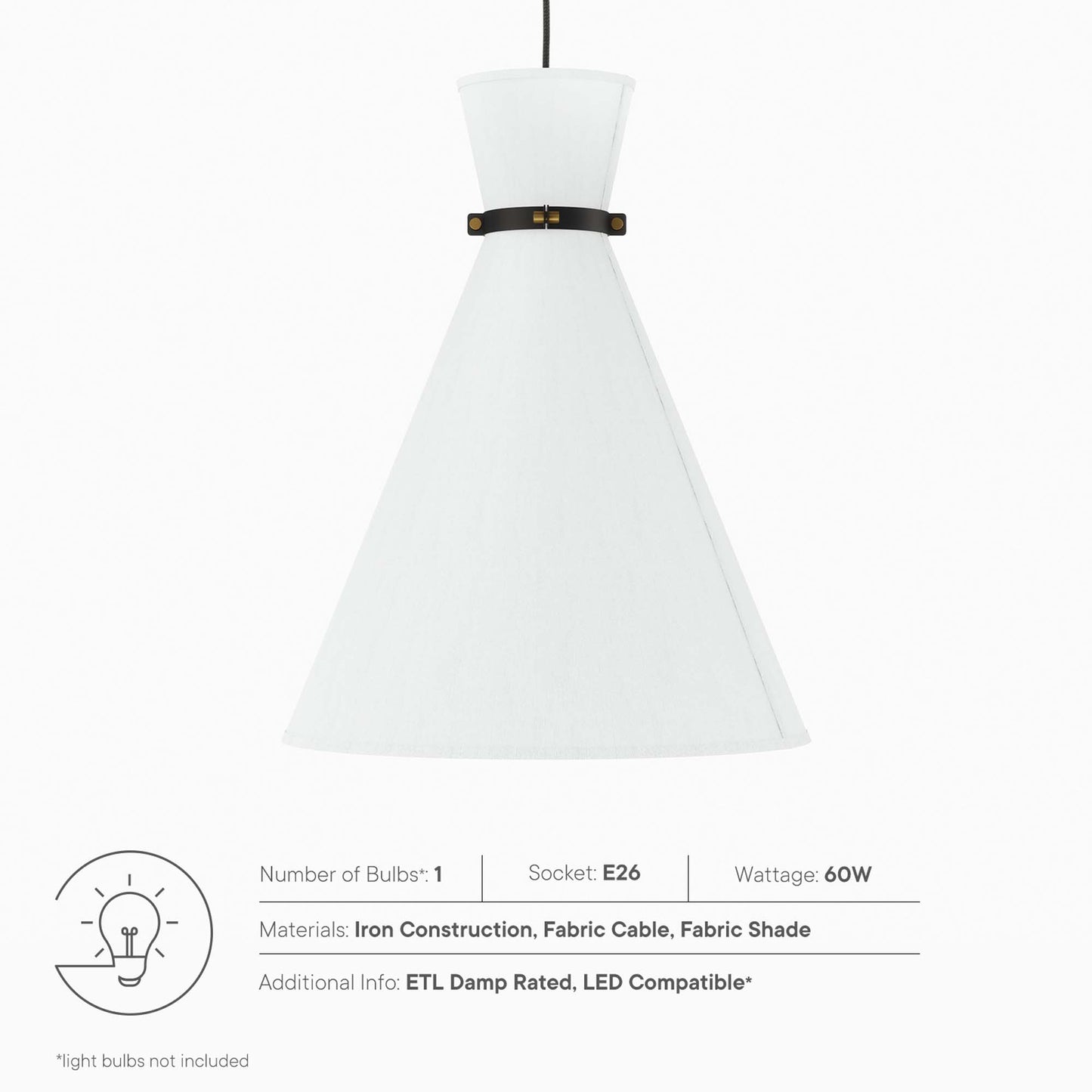Modway Outlet Starlight 1-Light Pendant Light by Modway  Lighting Lighting White Satin Brass - EEI-5659-WHI-SBR