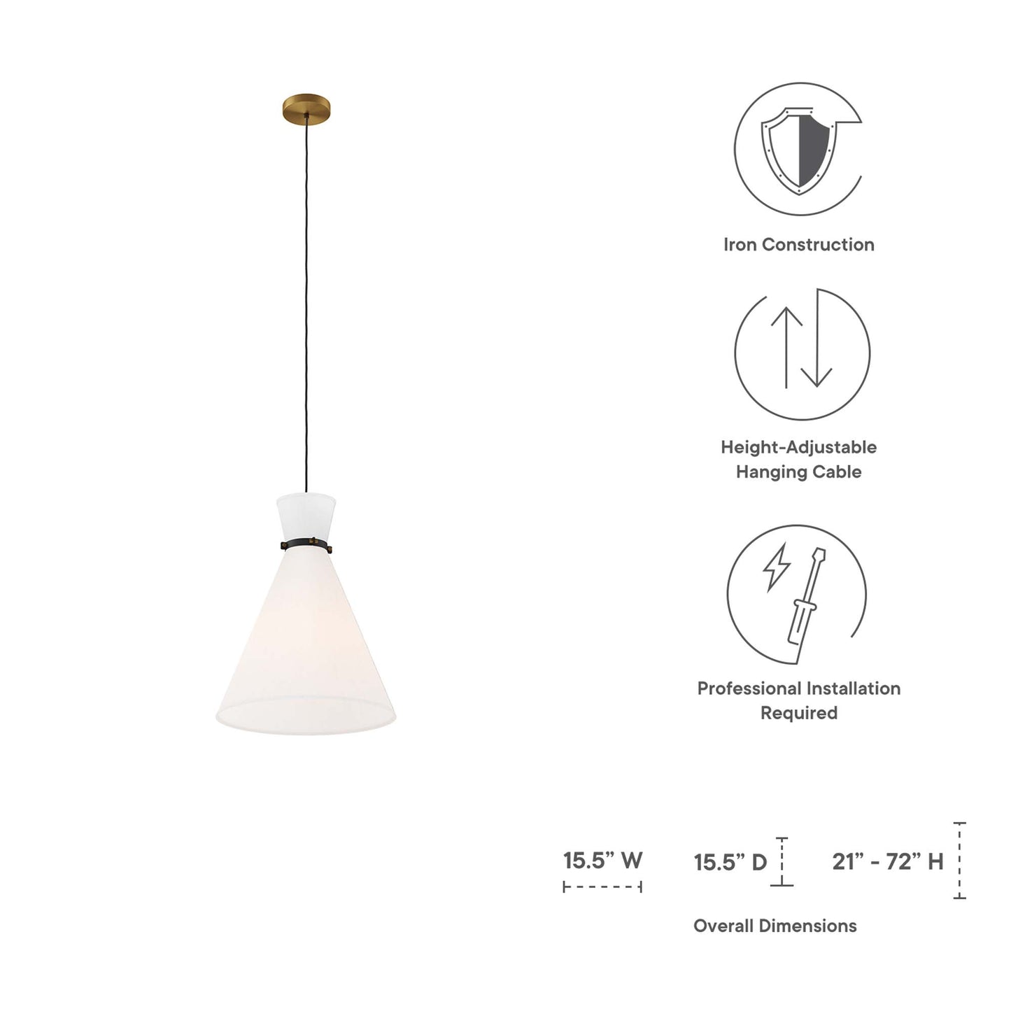 Modway Outlet Starlight 1-Light Pendant Light by Modway  Lighting Lighting White Satin Brass - EEI-5659-WHI-SBR