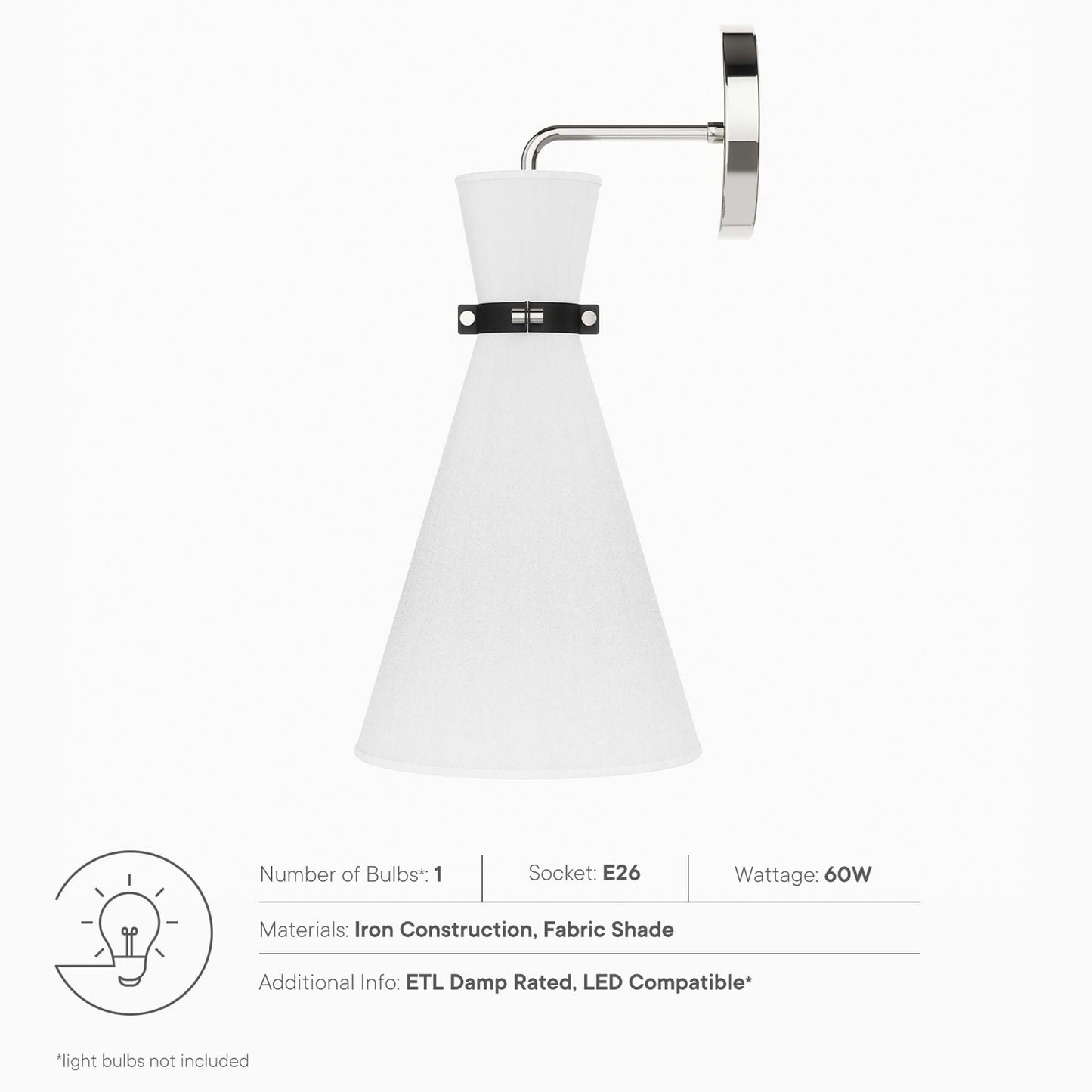 Modway Outlet Starlight 1-Light Wall Sconce by Modway  Lighting Lighting White Polished Nickel - EEI-5660-WHI-PON