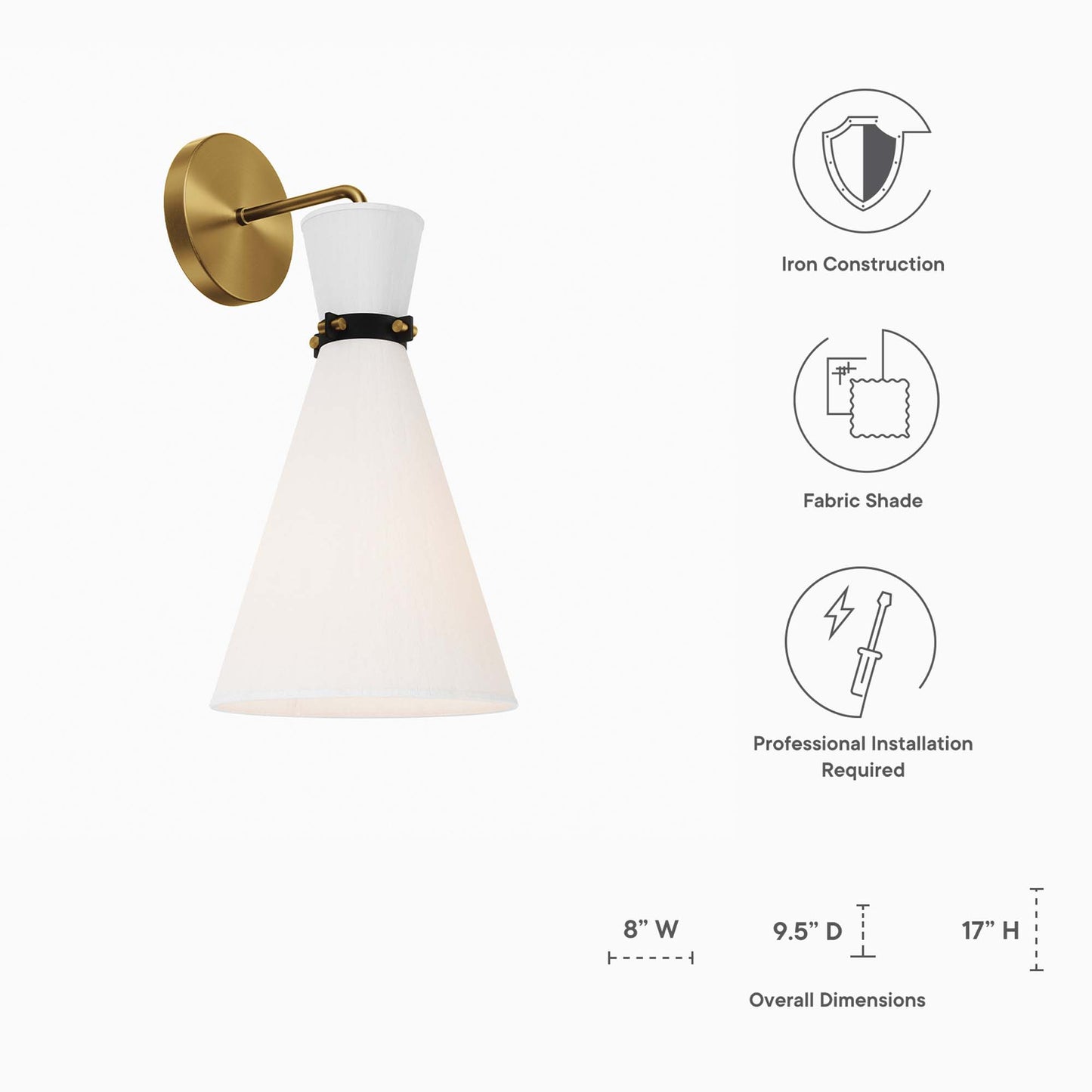 Modway Outlet Starlight 1-Light Wall Sconce by Modway  Lighting Lighting White Satin Brass - EEI-5660-WHI-SBR