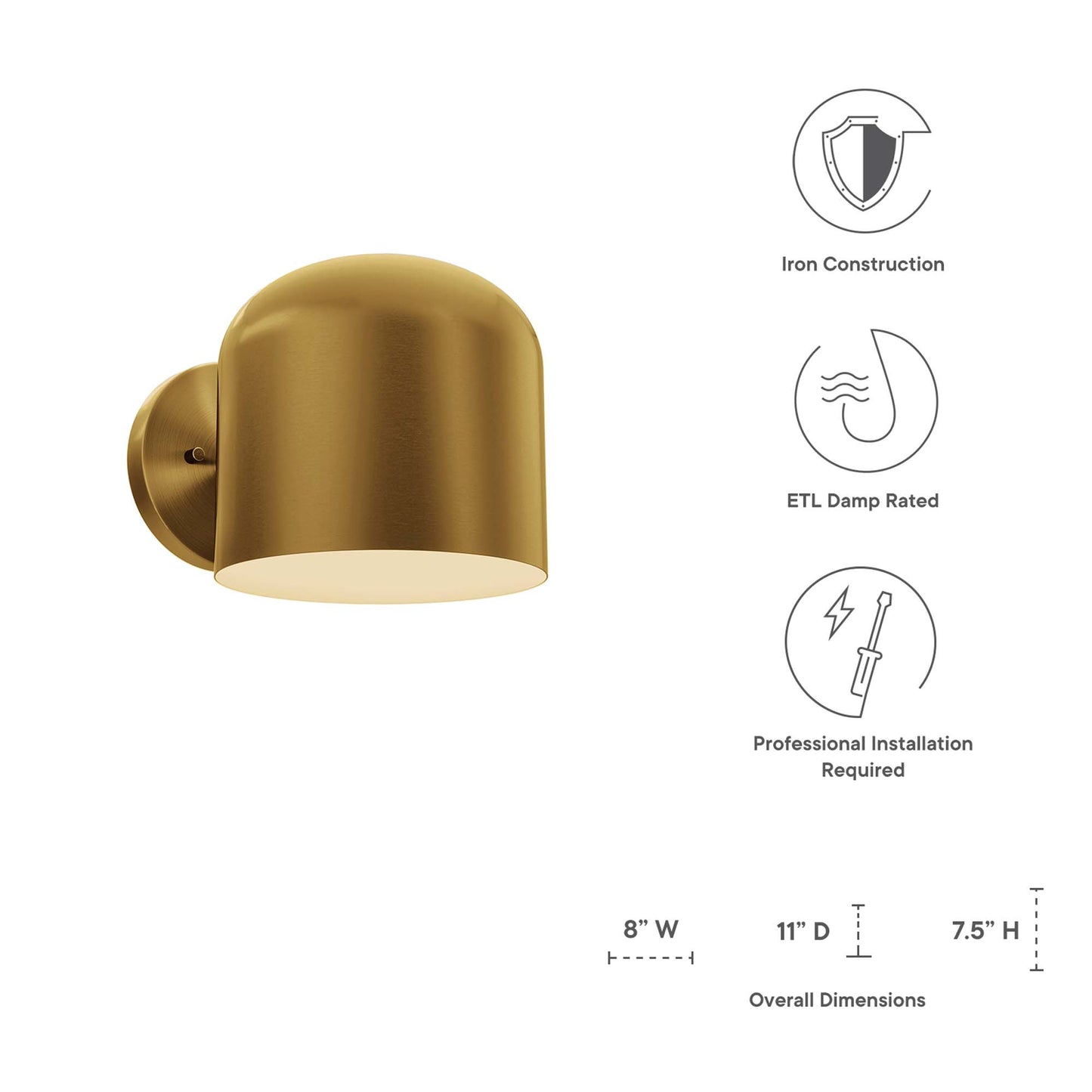 Modway Outlet Avenue 1-Light Wall Sconce by Modway  Lighting Lighting Satin Brass - EEI-5662-SBR