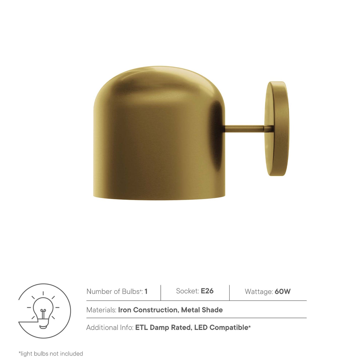 Modway Outlet Avenue 1-Light Wall Sconce by Modway  Lighting Lighting Satin Brass - EEI-5662-SBR