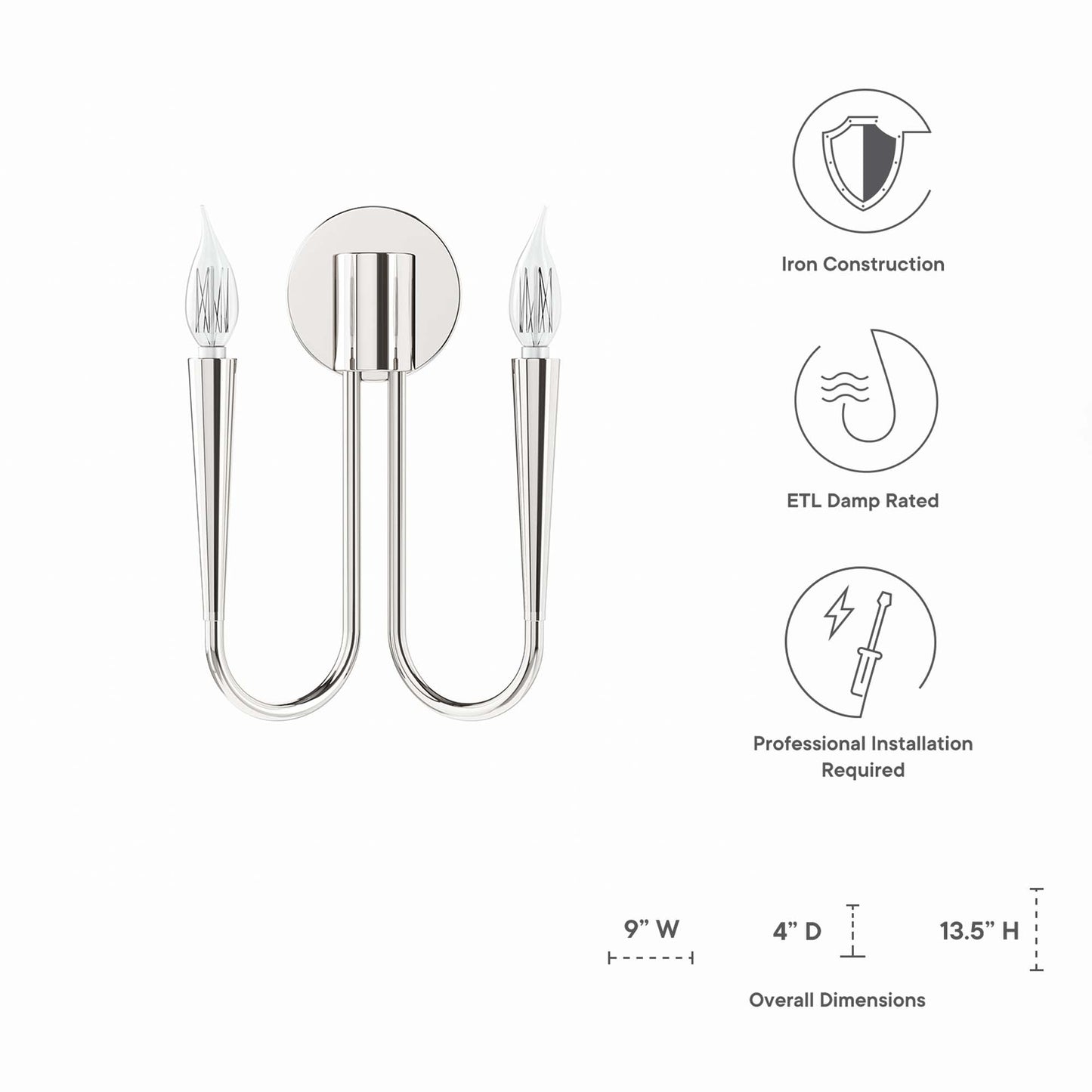 Modway Outlet Penrose 2-Light Wall Sconce by Modway  Lighting Lighting Polished Nickel - EEI-5666-PON