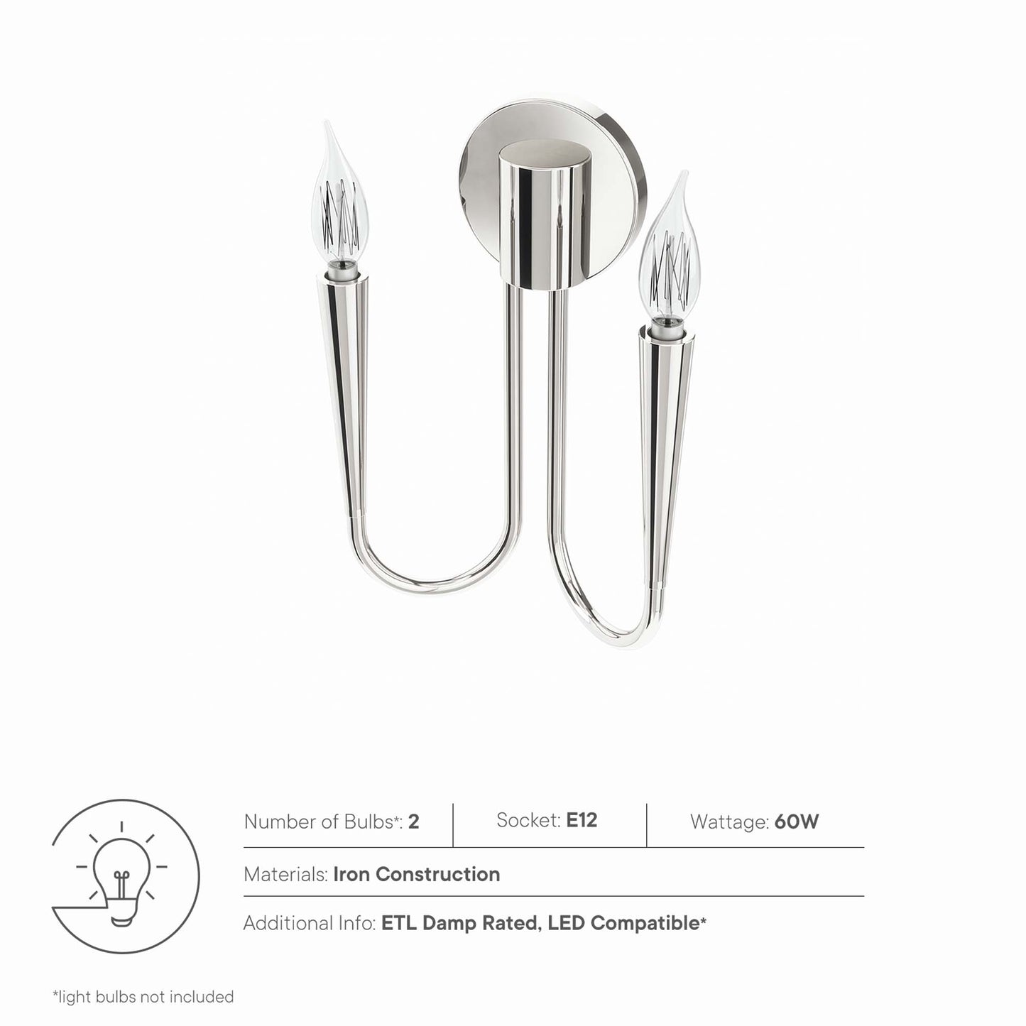 Modway Outlet Penrose 2-Light Wall Sconce by Modway  Lighting Lighting Polished Nickel - EEI-5666-PON