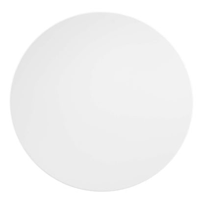 White round wooden side table with a smooth top.
