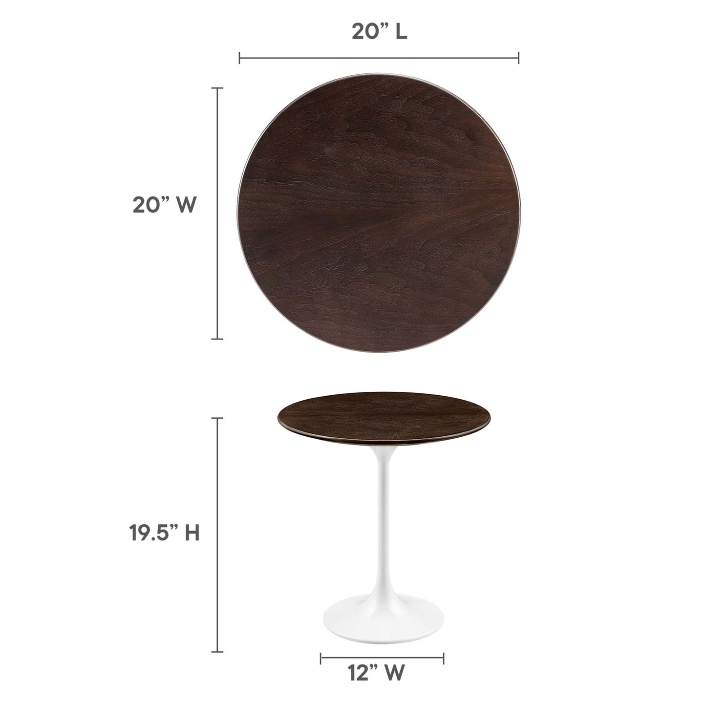 Modway Outlet Lippa 20" Round Wood Side Table by Modway  Living Room Furniture White Cherry Walnut - EEI-5679-WHI-CHE