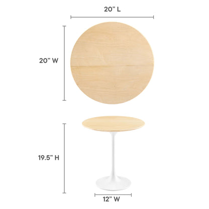 Modway Outlet Lippa 20" Round Wood Side Table by Modway  Living Room Furniture White Natural - EEI-5679-WHI-NAT