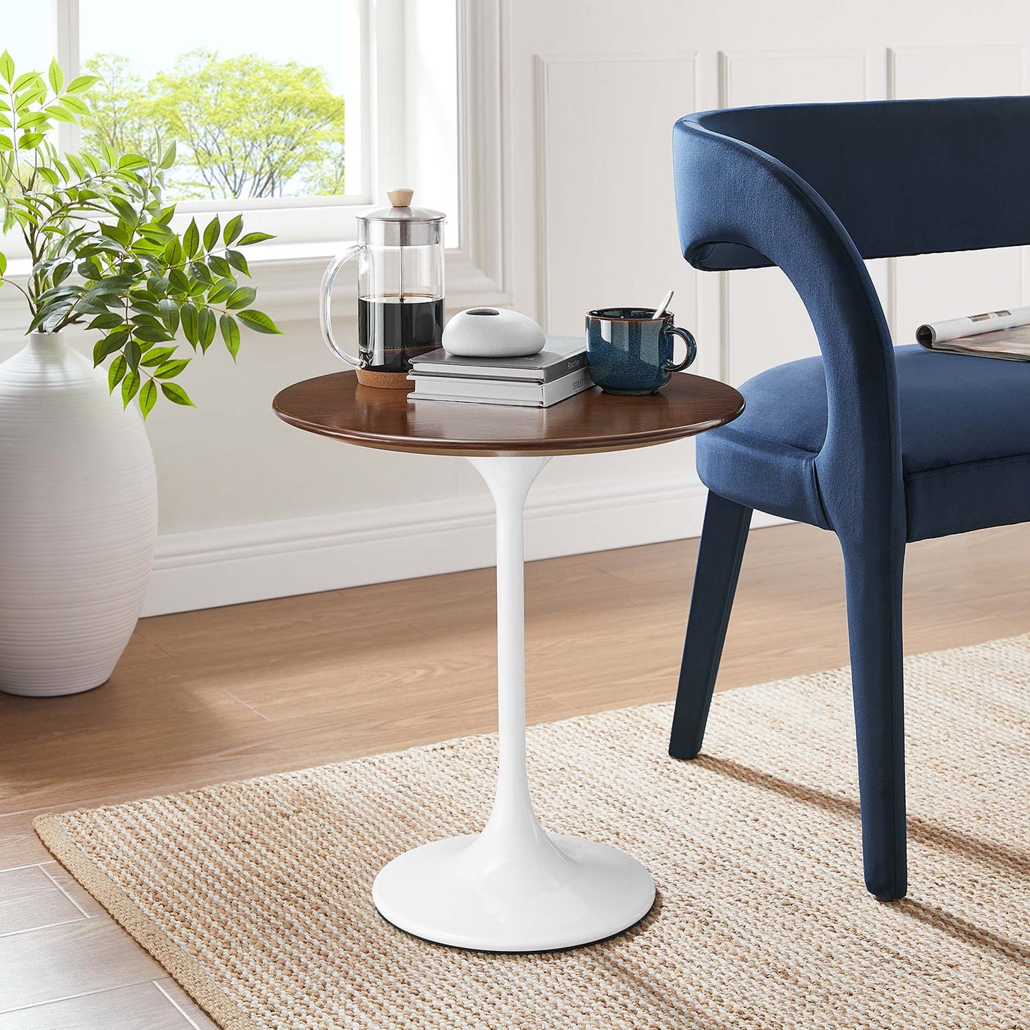 Modway - Lippa 20" Round Wood Side Table by Modway  Living Room Tables Brown - EEI-5679-WHI-WAL