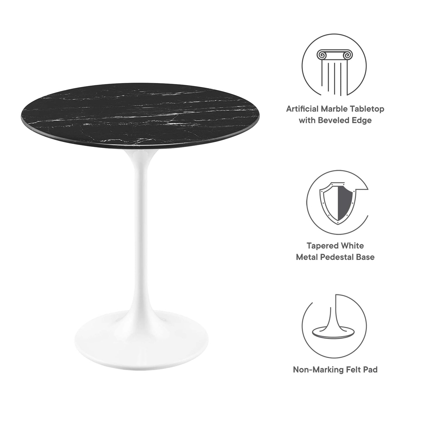 Modway - Lippa 20" Round Faux Marble Side Table by Modway  Living Room Tables Black - EEI-5680-WHI-BLK