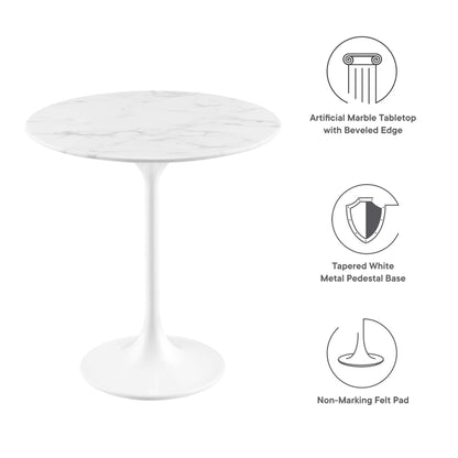 Modway - Lippa 20" Round Faux Marble Side Table by Modway  Living Room Tables White - EEI-5680-WHI-WHI