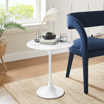 Modway - Lippa 20" Round Faux Marble Side Table by Modway  Living Room Tables White - EEI-5680-WHI-WHI