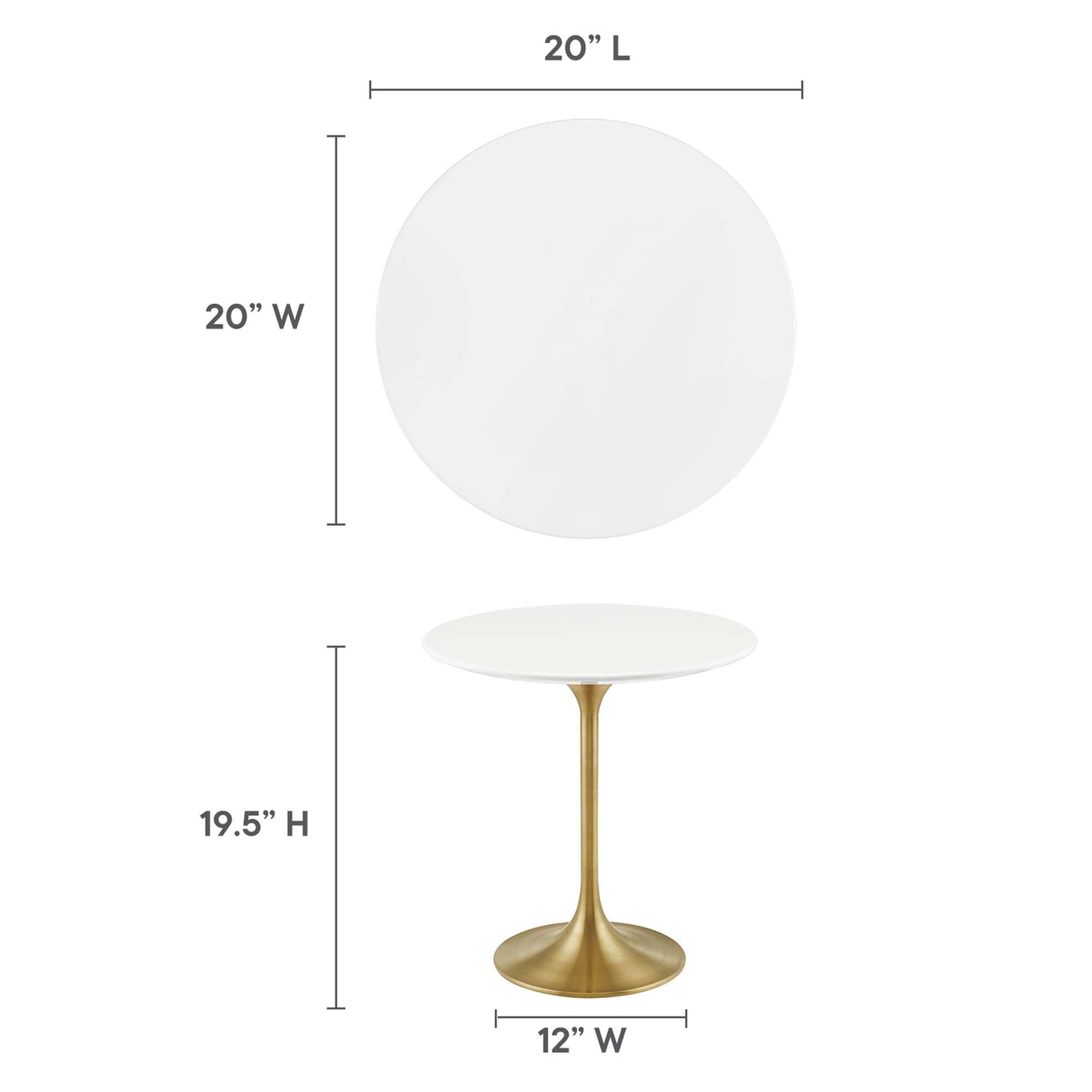 Modway - Lippa 20" Round Wood Side Table by Modway  Living Room Tables White - EEI-5683-GLD-WHI