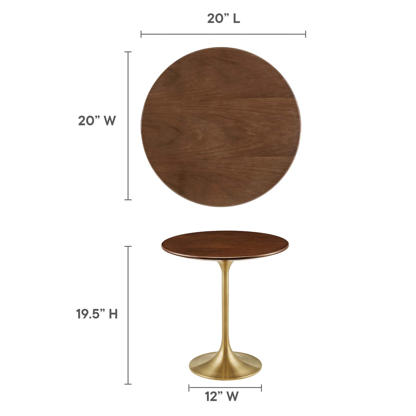 Modway - Lippa 20" Round Wood Side Table by Modway  Living Room Tables Brown - EEI-5684-GLD-WAL