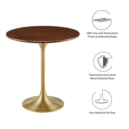 Modway - Lippa 20" Round Wood Side Table by Modway  Living Room Tables Brown - EEI-5684-GLD-WAL