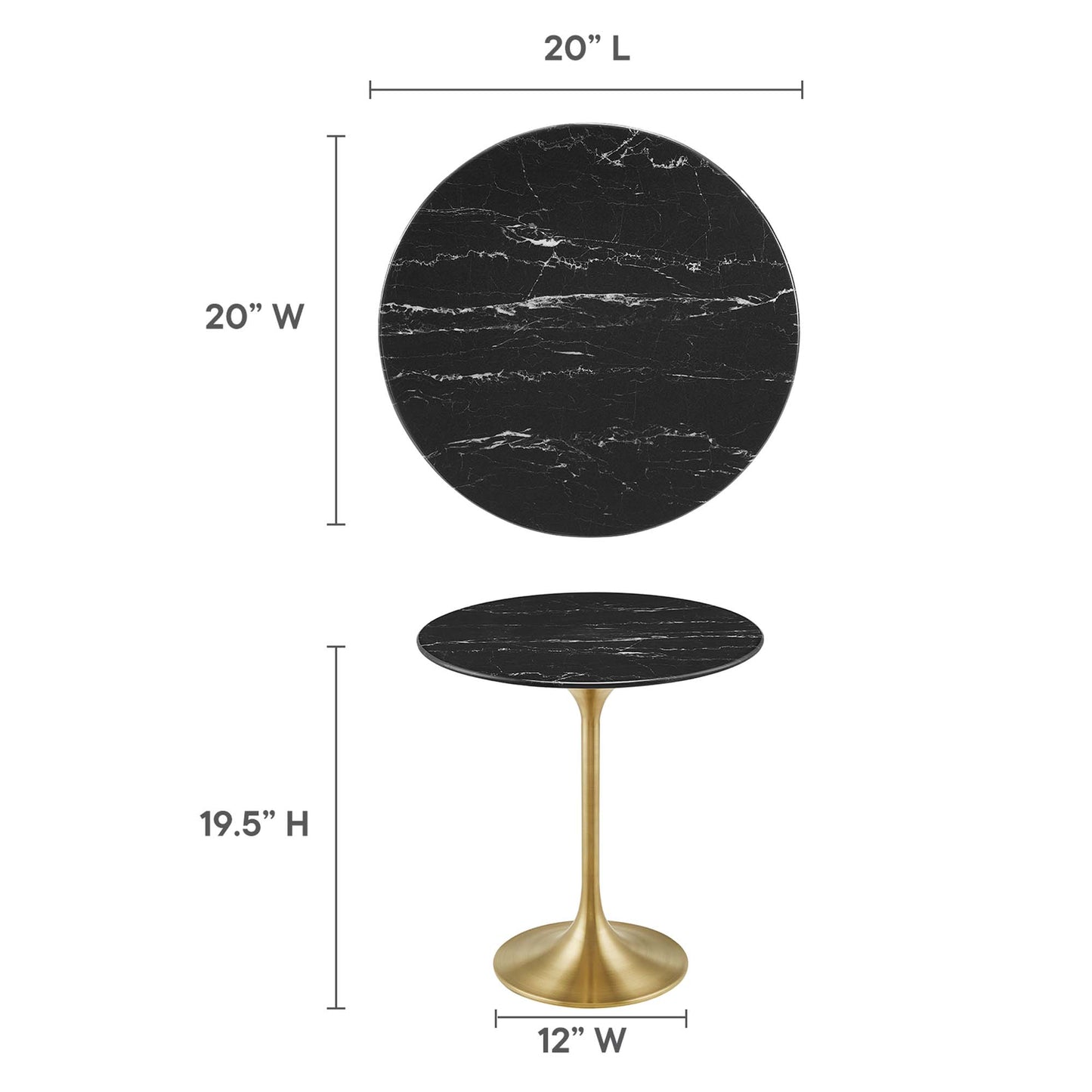 Modway - Lippa 20" Round Faux Marble Side Table by Modway  Living Room Tables Black - EEI-5685-GLD-BLK