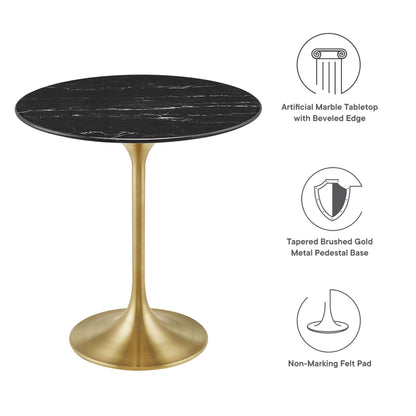 Modway - Lippa 20" Round Faux Marble Side Table by Modway  Living Room Tables Black - EEI-5685-GLD-BLK