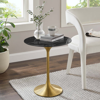Modway - Lippa 20" Round Faux Marble Side Table by Modway  Living Room Tables Black - EEI-5685-GLD-BLK