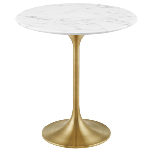 Modway - Lippa 20" Round Faux Marble Side Table by Modway  Living Room Tables White - EEI-5685-GLD-WHI