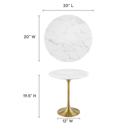 Modway - Lippa 20" Round Faux Marble Side Table by Modway  Living Room Tables White - EEI-5685-GLD-WHI