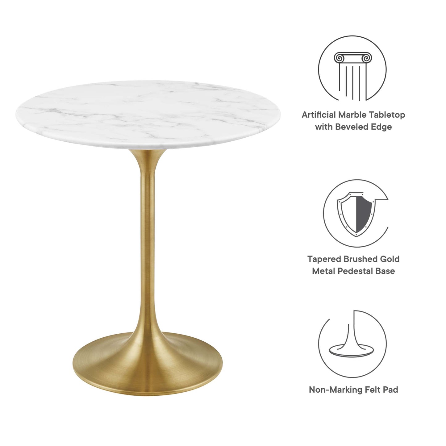 Modway - Lippa 20" Round Faux Marble Side Table by Modway  Living Room Tables White - EEI-5685-GLD-WHI