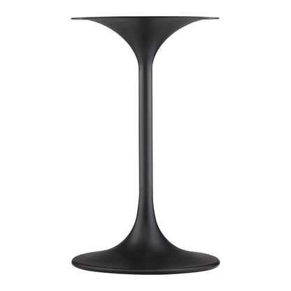 Black round wood-top pedestal side table with a slender stem.