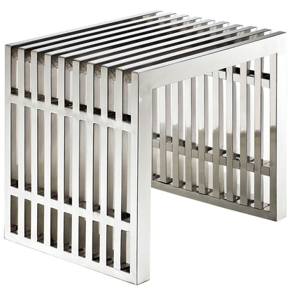 Modway - Gridiron Small Stainless Steel Bench by Modway  Living Room Benches and Stools Silver - EEI-569-SLV