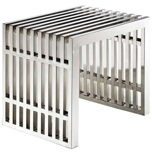 Modway - Gridiron Small Stainless Steel Bench by Modway  Living Room Benches and Stools Silver - EEI-569-SLV