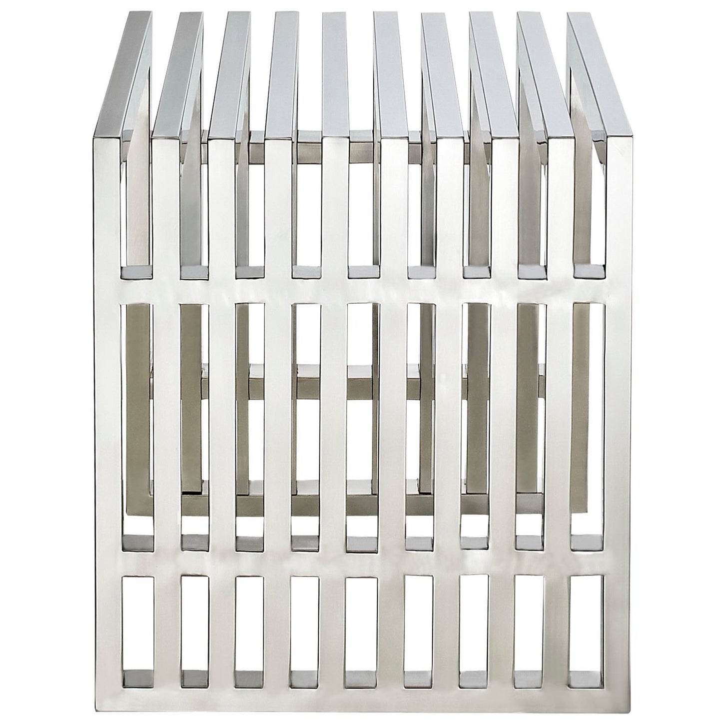 Modway - Gridiron Small Stainless Steel Bench by Modway  Living Room Benches and Stools Silver - EEI-569-SLV