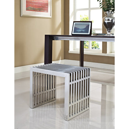 Modway - Gridiron Small Stainless Steel Bench by Modway  Living Room Benches and Stools Silver - EEI-569-SLV