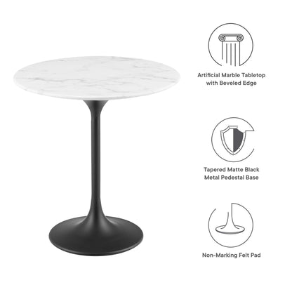 Modway - Lippa 20" Round Faux Marble Side Table by Modway  Living Room Tables White - EEI-5690-BLK-WHI