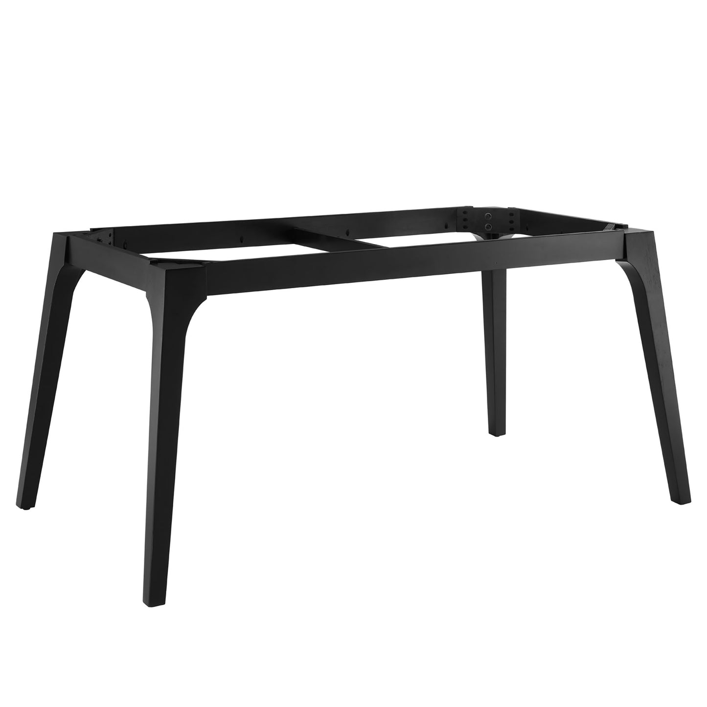 Black metal table base with four angled legs and a rectangular top frame
