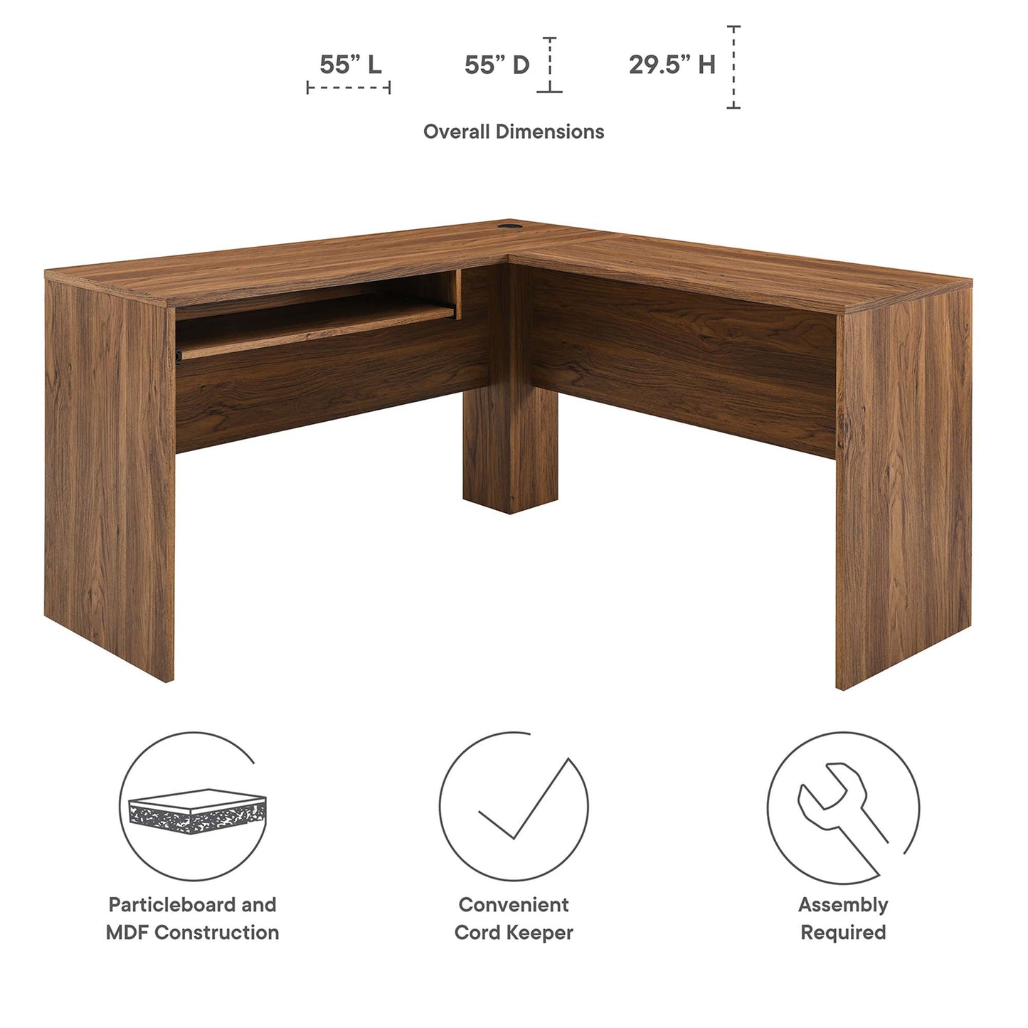 Modway - Venture L-Shaped Wood Office Desk by Modway  Office Furniture Computer Desks Brown - EEI-5703-WAL