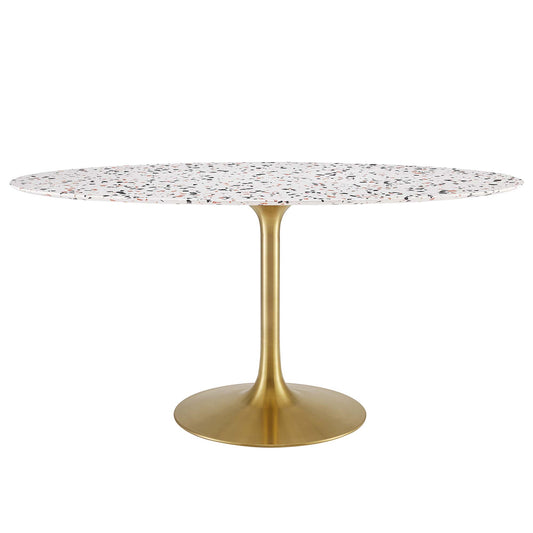 Modway - Lippa 60" Oval Terrazzo Dining Table by Modway  Bar and Dining Bar and Dining Tables White - EEI-5736-GLD-WHI