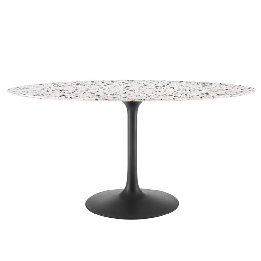 Modway - Lippa 60" Oval Terrazzo Dining Table by Modway  Bar and Dining Bar and Dining Tables White - EEI-5737-BLK-WHI