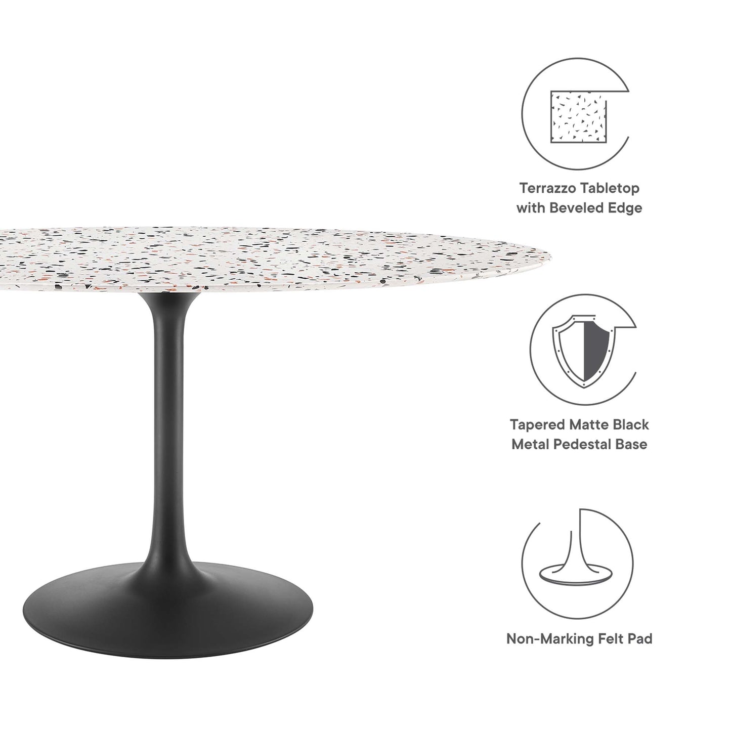 Modway - Lippa 60" Oval Terrazzo Dining Table by Modway  Bar and Dining Bar and Dining Tables White - EEI-5737-BLK-WHI