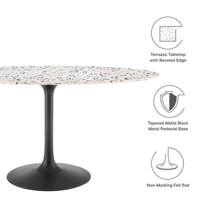 Modway - Lippa 60" Oval Terrazzo Dining Table by Modway  Bar and Dining Bar and Dining Tables White - EEI-5737-BLK-WHI