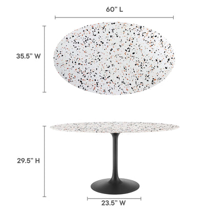 Modway - Lippa 60" Oval Terrazzo Dining Table by Modway  Bar and Dining Bar and Dining Tables White - EEI-5737-BLK-WHI