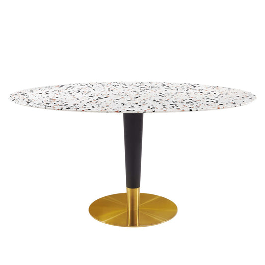 Modway Outlet Zinque 60" Oval Terrazzo Dining Table by Modway  Bar and Dining Furniture Gold White - EEI-5738-GLD-WHI