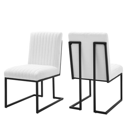 Modway Outlet Indulge Channel Tufted Fabric Dining Chairs Set of 2 by Modway  Bar and Dining Furniture White - EEI-5740-WHI