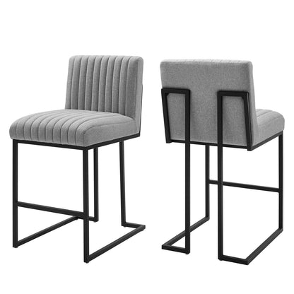Modway Outlet Indulge Channel Tufted Fabric Counter Stools Set of 2 by Modway  Bar and Dining Furniture Light Gray - EEI-5741-LGR