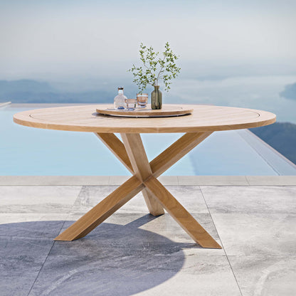 Modway - Wellspring 63" Outdoor Patio Teak Wood Dining Table by Modway  Outdoor Furniture Bar and Dining Brown - EEI-5745-NAT